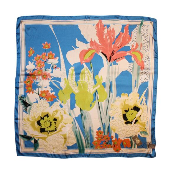 Vince Camuto Graphic Dotty Floral 100% Silk 36" Square Scarf #VC2571 - Picture 1 of 2